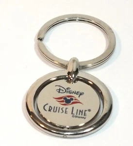 Disney Cruise Line Souvenir Keychain Key Chain Silver Tone Spinner Castaway Club - Picture 1 of 15