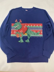 Holiday Time M 38/40 Unisex Christmas T-Rex Crewneck Ugly Sweater Sweatshirt  - Picture 1 of 11