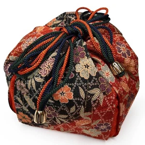 VTG Kinchaku Bag for Kimono Kitsuke Rayon Chirimen Floral Design E - Picture 1 of 5