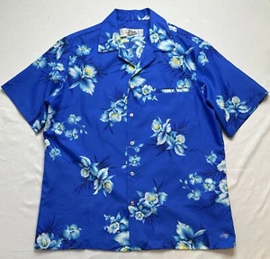 Vintage Hilo Hattie's Hawaiian Button Up Shirt Style 500 Men's Size XL Blue - Picture 1 of 4
