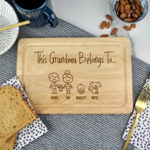 Personalised Chopping Board THIS GRANDMA BELONGS TO Birthday Mothers Day Gift - Picture 1 of 26