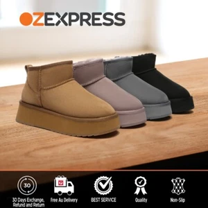 EVERAU® UGG Boots Women Sheepskin Wool Ankle Ultra Mini Platform Nonslip Boots - Picture 1 of 71