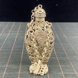 Sammlerstücke Tibetisches Silber Handarbeit Statue Exquisite Schnupftabakflaschen - Bild 1 von 8