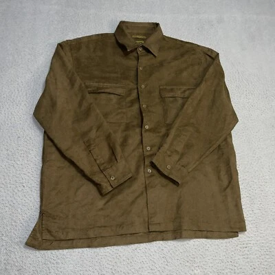 Bruno Shirt Mens XL Seuded Microfiber Button Up Brown Long Sleeve Collar Casual - Image 1 of 4