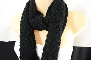 Mujeres Collar Largo Negro Bufanda Suave Moda Invierno Tejido Tela Suave 3 Botones - Imagen 1 de 11