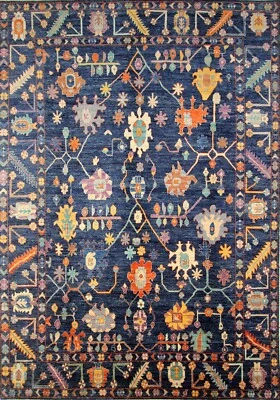 10x14 Navy Blue Turkish Oushak Hand Knotted Wool Transitional Area Rug 9'9x13'5 - Image 1 of 4