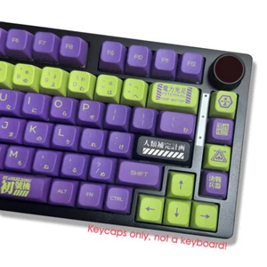 EVA01 PBT Keycaps NEON GENESIS EVANGELION fits Cherry MX Mechanical Keyboards - Picture 1 of 8