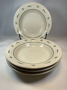 Longaberger Pottery Woven Traditions Green 8" Bowls Set of 4 Nice - Picture 1 of 3