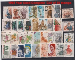 India 1993 Complete Year Set of 35 Used Stamps - Picture 1 of 1