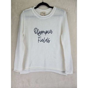 Ellsworth + Ivey Womens Sweater Size Small Ivory Blue Olympia Fields Golf Chic - Picture 1 of 7
