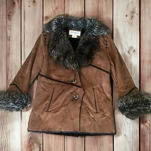 RP Sport By Regent Park faux suede & faux fur BOHO jacket Women Medium Euc - Picture 1 of 20