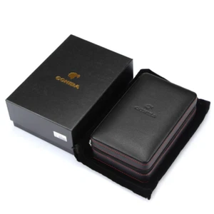 Handmade Cigar Case Portable Cedar Wood Leather Travel Humidor Box Cigar Holder - Picture 1 of 12