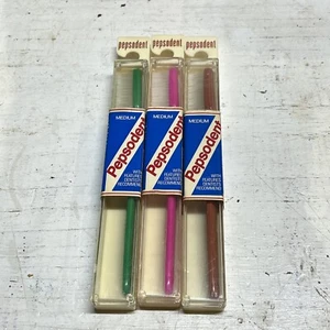 4 VINTAGE Blue Green Pink Redish Medium Pepsodent Toothbrush *NOS In Box - Picture 1 of 13