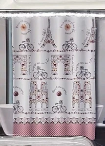 Paris Theme Westin Collection Shower Curtain 72"x72" 100% Polyester Fabric - Picture 1 of 5