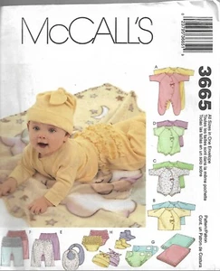 McCall's Pattern #3665-Infants Coveralls-Top-Bodysuit-Pants-Diaper Cover-Bootie - Picture 1 of 1