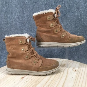 Sorel Winter Snow Boots Womens 9 Explorer Joan Brown Suede Faux Fur NL3039-224 - Picture 1 of 17