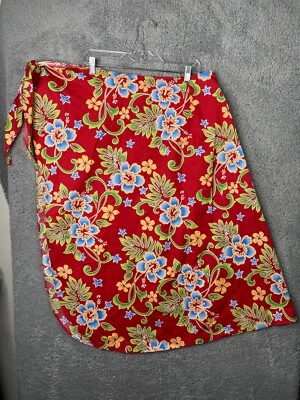 Maxi falda envolvente hawaiana Hilo Hattie para mujer talla única roja floral algodón hecha en EE. UU. Foto 1 de 4