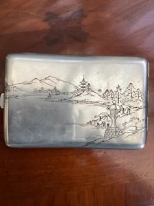 Vintage Japanese sterling silver cigarette case rectangular approximately 1930s - Picture 1 of 6