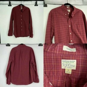 J Crew men red long sleeve casual button up shirt size large - Picture 1 of 3