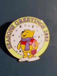 Disneyland Cast Member Seasons Greetings 2003 Pooh & Piglet Pin - Picture 1 of 2