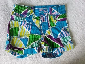 THE CHILDREN'S PLACE Girl's 4 Blue Purple 100% Cotton Adjustable Waist Shorts - Picture 1 of 3
