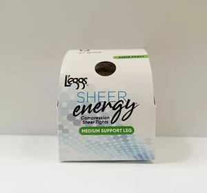 L’eggs Sheer Energy Compression Sheer Tights - Size Q - Jet Black - 97921 - Picture 1 of 4