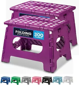 2-Pack Multi-Purpose Folding Step Stools - Lightweight & Durable - Purple - Picture 1 of 8