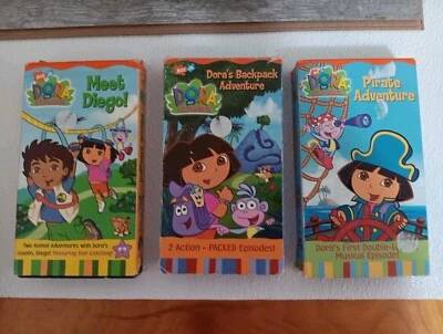 Dora The Explorer Bundle (3 VHS, 2002-2003) Diego, Backpack, Pirate Adventure - Image 1 of 4