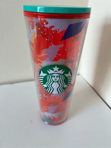 Vaso acrílico Starbucks 2020 flor de coral rojo hibisco 24 OZ - Imagen 1 de 7