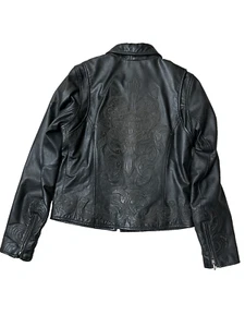 Harley Davidson Damen Leder Bikerjacke schwarz bestickt Tribal Design Gr. S - Bild 1 von 23