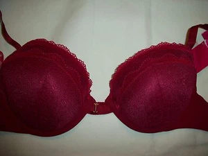 LILY OF FRANCE ADJ. LACE PUSH UP UNDERWIRE BRA SIZE 36B STYLE #2175725 RED COLOR - Picture 1 of 6
