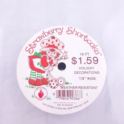 1980's Strawberry Shortcake Holiday 7/8" Wide Ribbon Christmas Dog Best Ever Red - Image 1 of 3