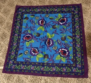 Vintage Berkshire Red Blue Purple Floral Colorful Made in Italy Square Scarf 30” - Picture 1 of 6