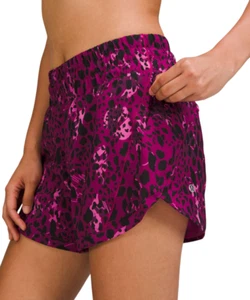 Lululemon Track That Mid-Rise Short 5" Ghepardo Mimetico Magenta Viola Multi Taglia 4 - Foto 1 di 11