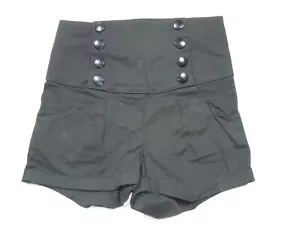 Pantaloncini da marinaio nuovi con etichette Wet Seal taglia small neri vita alta gotici, punk, emo, y2k, rudegirl - Foto 1 di 8