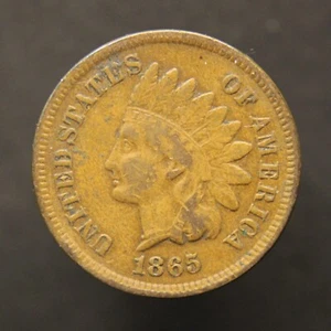 1865 Indian Head Cent - Civil War Era - Full Liberty - Fancy 5 - F - Picture 1 of 4