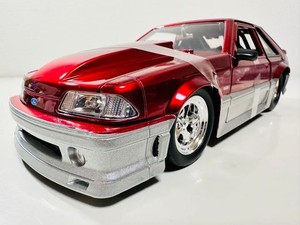 American Retro Muscle Car 1989 FORD MUSTANG GT Drag Racer Diecast Model Car 1:24