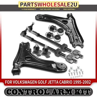 8pcs Front Lower Control Arms Ball Joint Kit for Volkswagen Golf Jetta 1993-1998 - Image 1 of 4