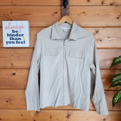 Chaqueta Blazer Jessica Holbrook Cremallera Completa Ligera Utilitaria De Colección Y2K Tostado Taupe Talla L Foto 1 de 4