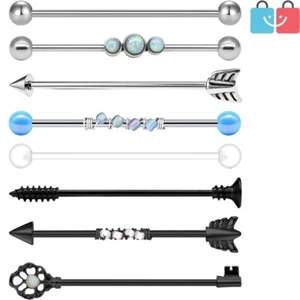 Elegant 14G Stainless Steel Industrial Piercing Set - Perfect Gift for All - Picture 1 of 3