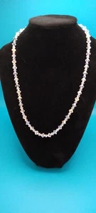 Vintage Sterling Silver Crystal Faceted Aurora Borealis Beaded Necklace 18" long - Picture 1 of 6