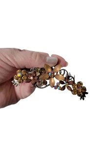 Amber AB Irredescent Floral Hair Comb Prom Wedding Formal 2.5" - Picture 1 of 6