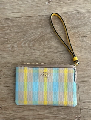 Pulseira xadrez Coach, amarela e azul claro nova com etiquetas - Imagem 1 de 4