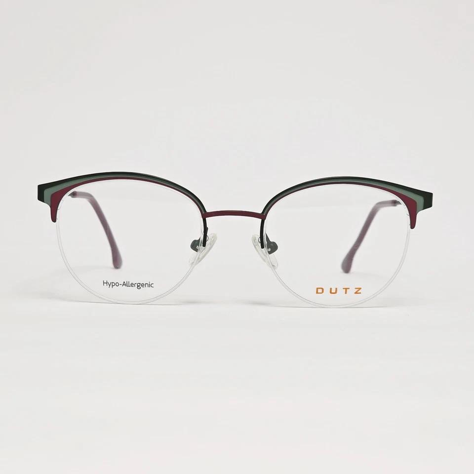 Gafas redondas semi-sin montura para mujer DUTZ DZ836 en verde/rosa borgoña | 48 mm Foto 1 de 4