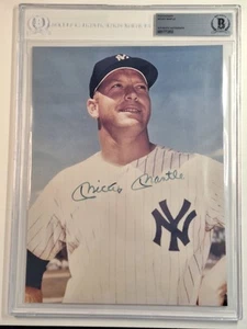 Mickey Mantle Signed 8X10 PHOTO WITH EXTRA PHOTO ON BACK BECKETT CERT#2852 - Picture 1 of 3