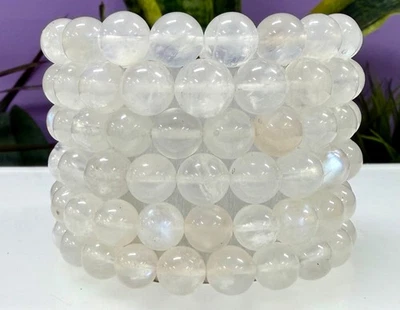 Wholesale 6 Pcs Natural Moonstone 10mm 8” Crystal Healing Stretch Bracelet - Image 1 of 4
