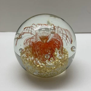 Pisapapeles aventurina y burbujas esfera flor roja vidrio artístico - 1,4 lb - - Imagen 1 de 7