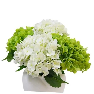 Flores artificiales de hortensia blancas y verdes piezas 20,5 pulgadas 4 blancas y verdes oscuras Foto 1 de 4