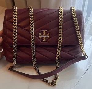Tory Burch Small Kira Chevron Convertible Leather Shoulder Bag Burgundy - Picture 1 of 24