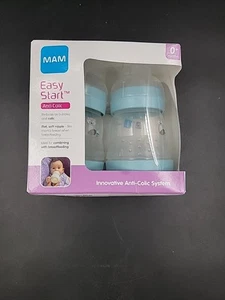 MAM Easy Start Anti-Colic Baby Bottles, 5oz 2 Count Slow Flow Nipples NEW - Picture 1 of 3